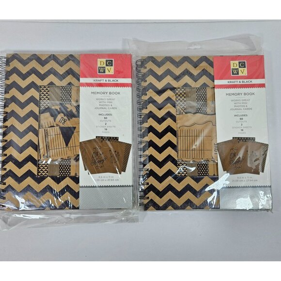 DCWV Memory Books Kraft & Black 2 Books with 50 Cutouts & 2 Sticker Sheets NEW - Picture 6 of 6